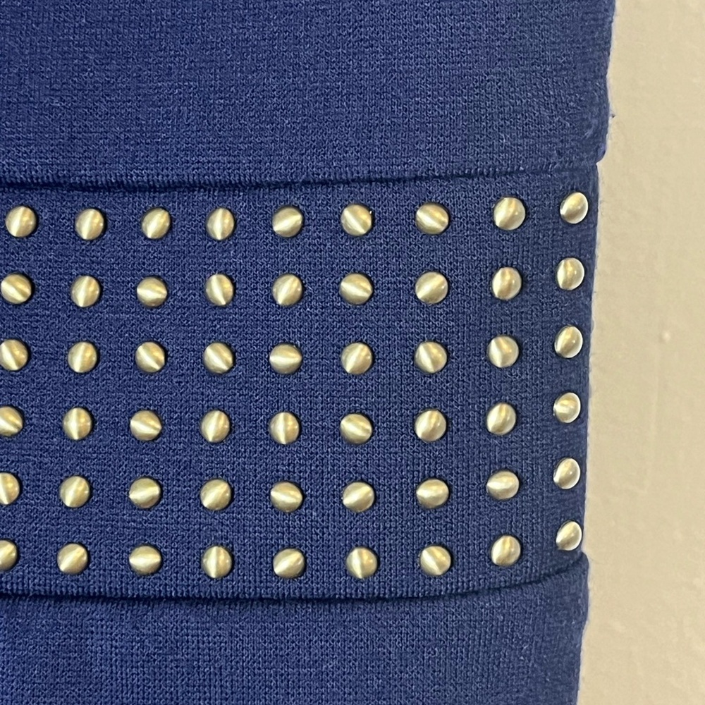 MICHAEL Michael Kors Studded Midi Sheath Dress Stretch Navy Blue Size XS - Picture 5 of 9
